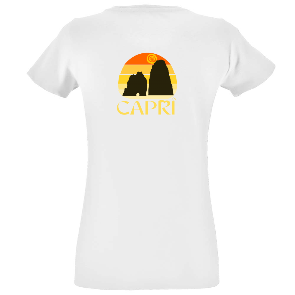 T-Shirt Women Fit CAPRI TRAMONTO VINTAGE SCRITTA GIALLO