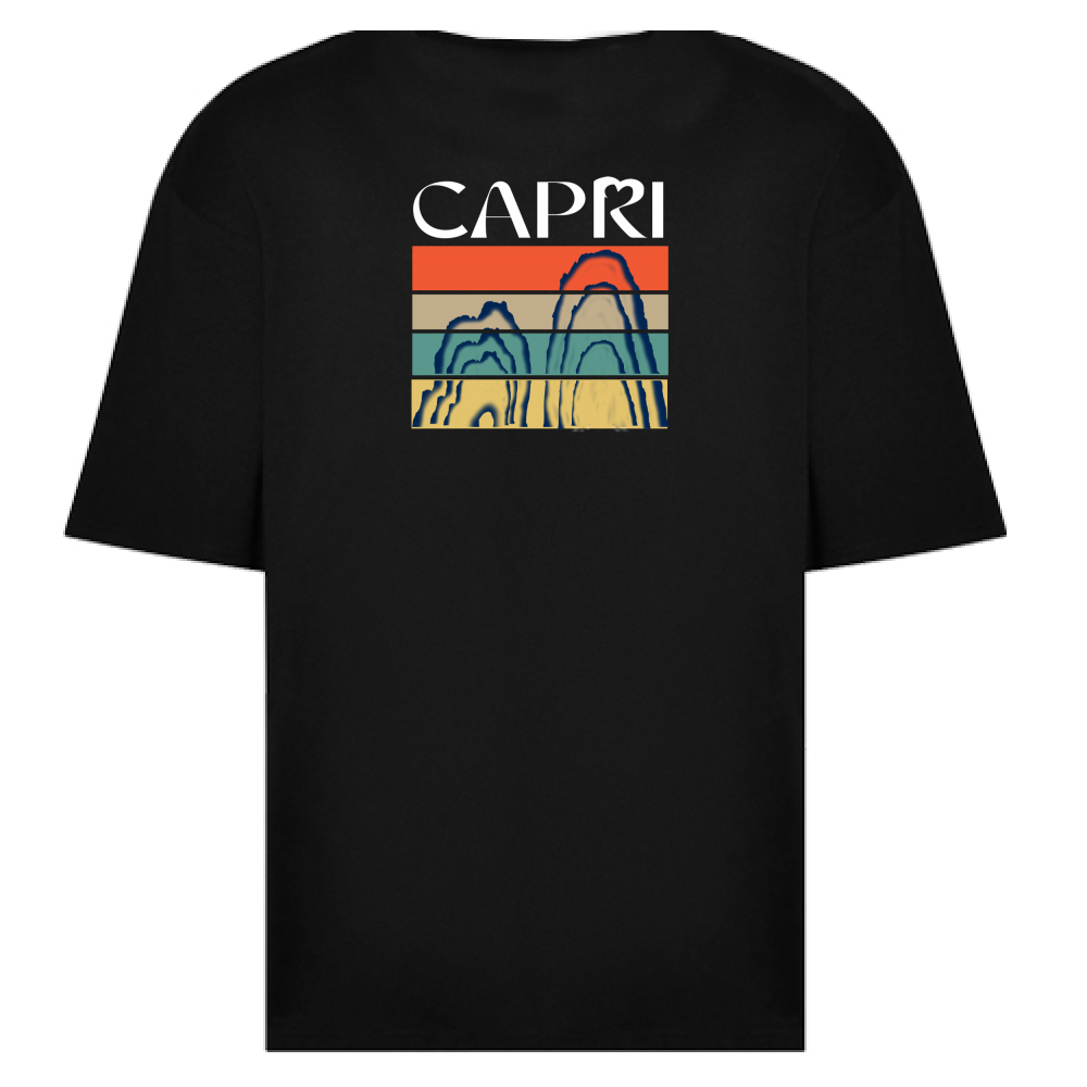 T-Shirt Oversize CAPRI PORZIONI FARAGLIONI SCRITTA BIANCA