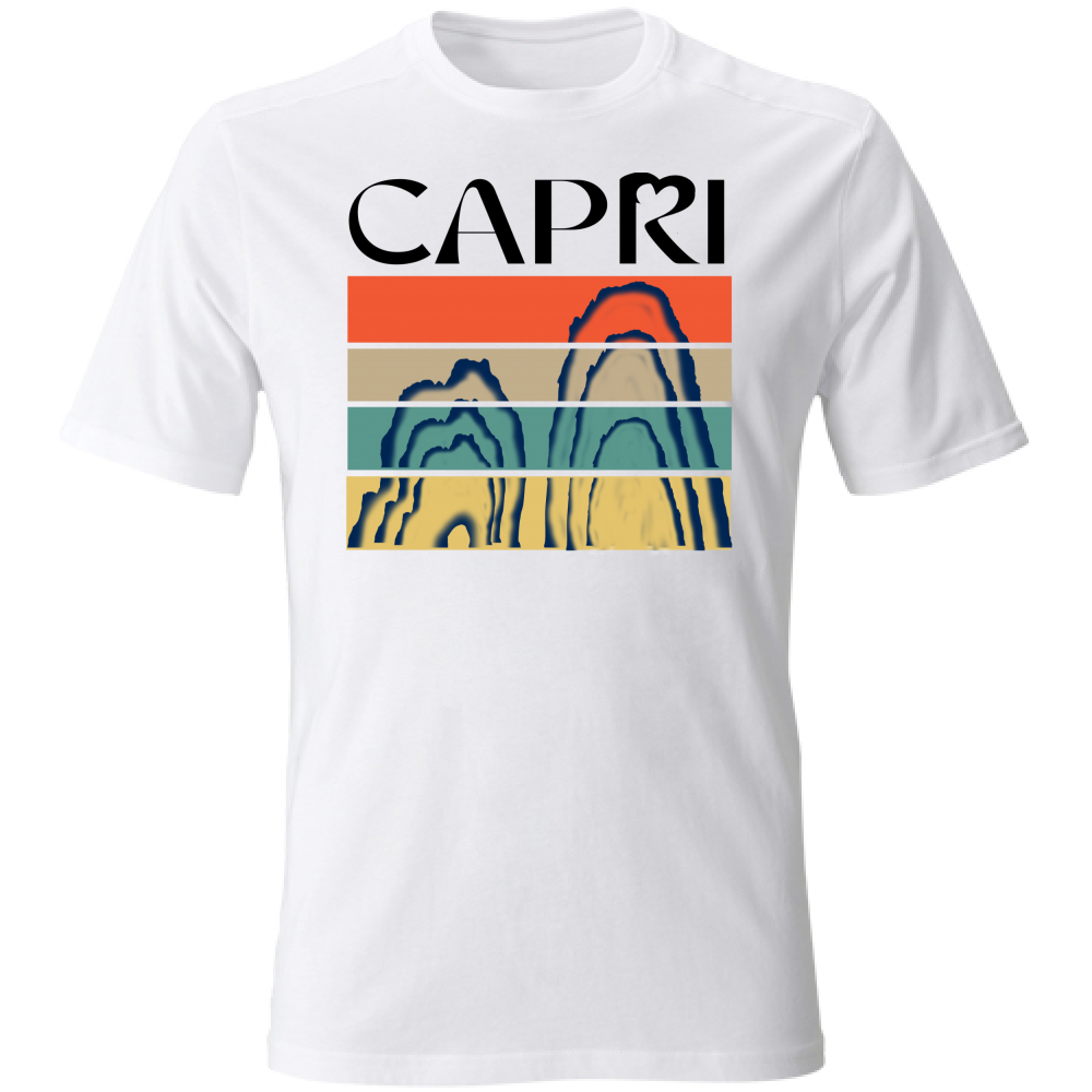 T-Shirt Unisex CAPRI PORZIONI FARAGLIONI SCRITTA NERA