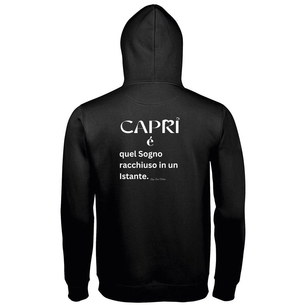 Hoodie Premium Men Capri Sogno racchiuso in un istante scritta bianca