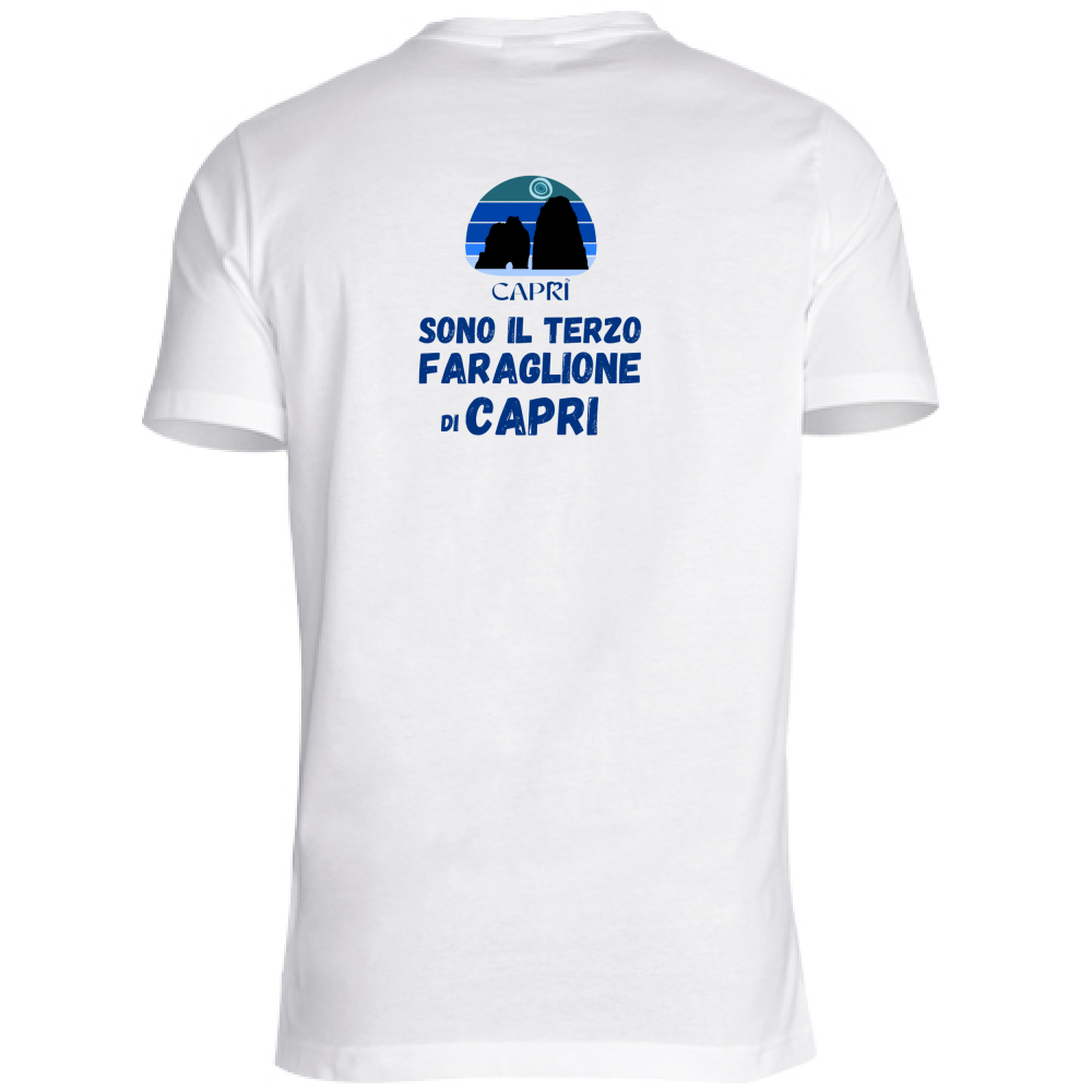T-Shirt Unisex SONO IL TERZO FARAGLIONE DI CAPRI SCRITTA BLU