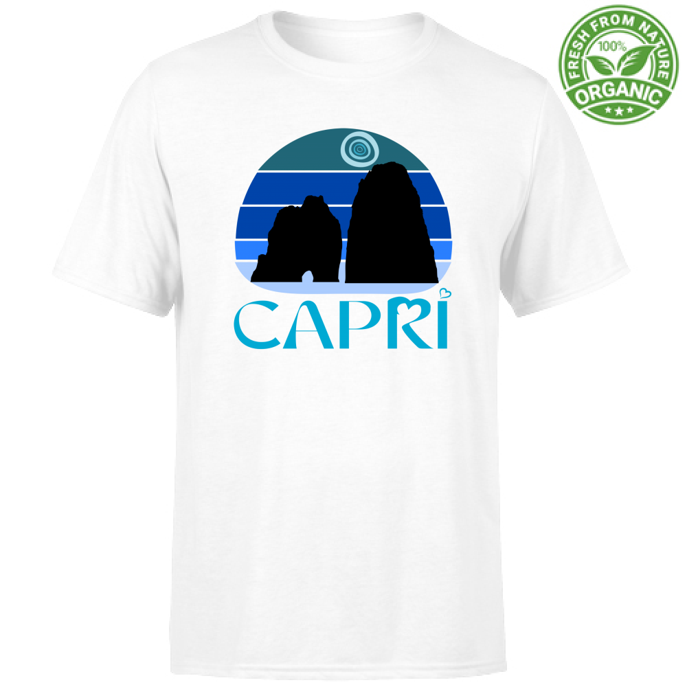 T-Shirt Unisex Organic CAPRI VINTAGE TRAMONTO AZZURRATO