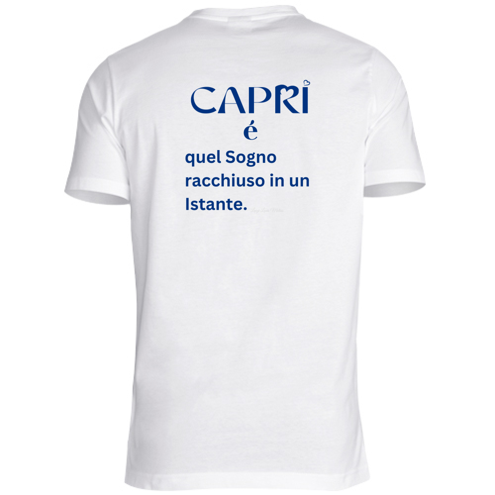 T-Shirt Unisex Capri Sogno racchiuso in un istante scritta Blue