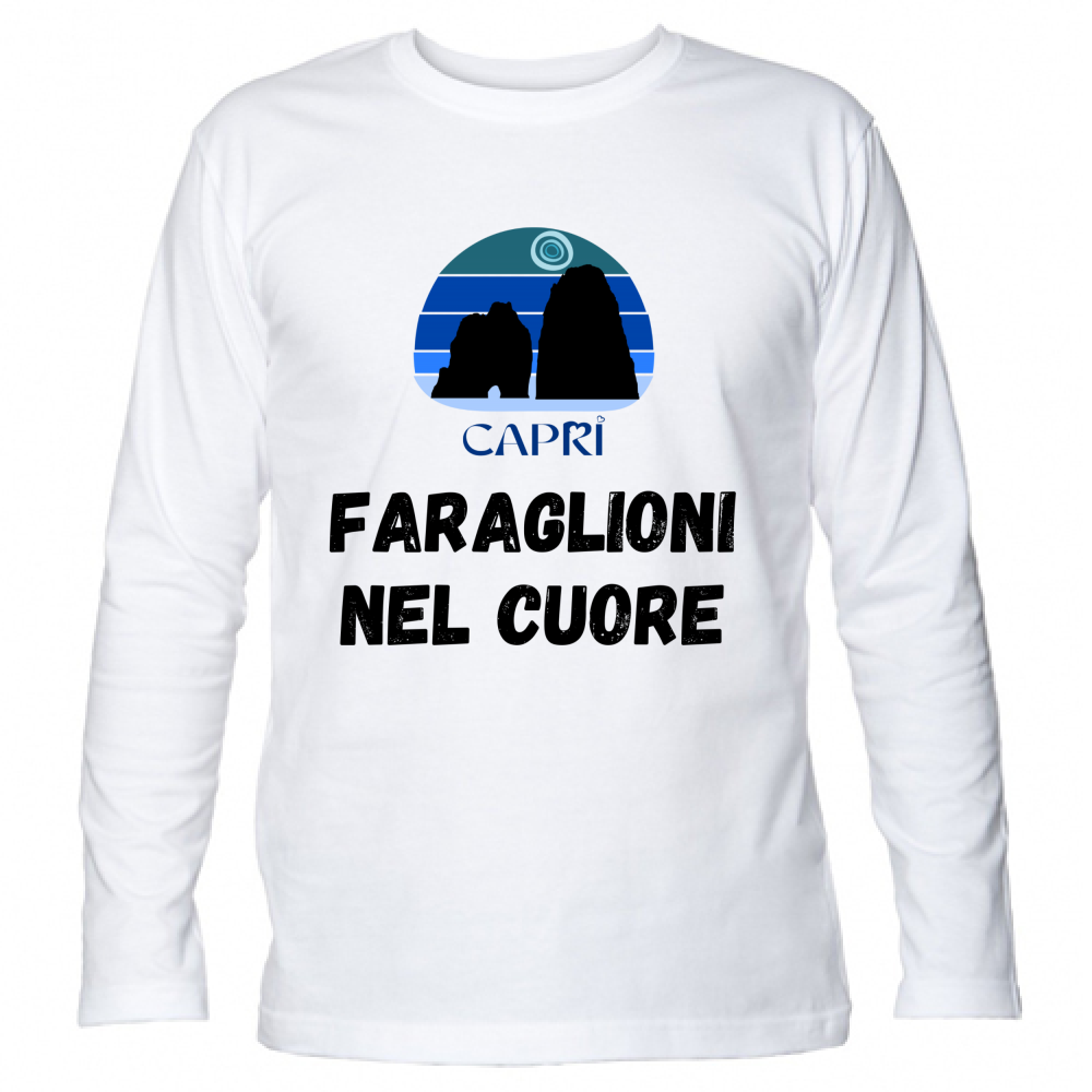 Unisex Long Sleeve T-Shirt FARAGLIONI DI CAPRI IN THE HEART BLACK WRITING
