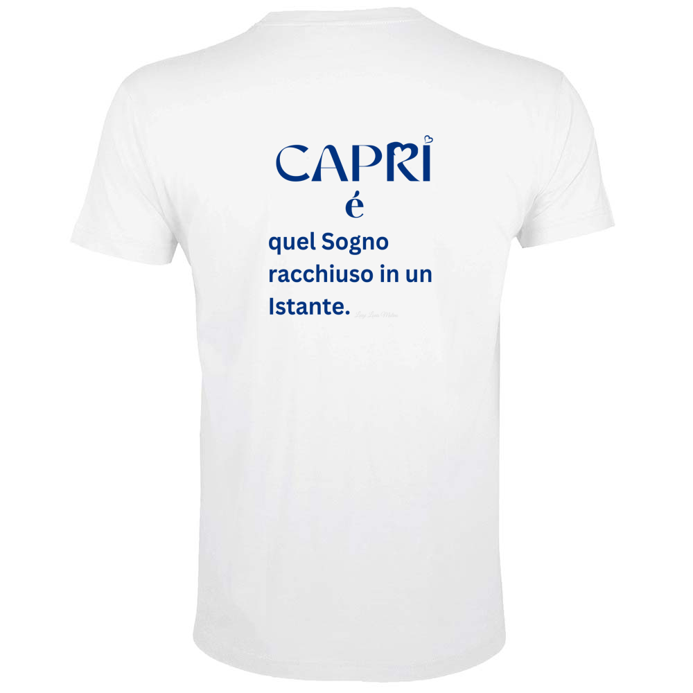 T-Shirt Men Fit Capri Sogno racchiuso in un istante scritta Blue