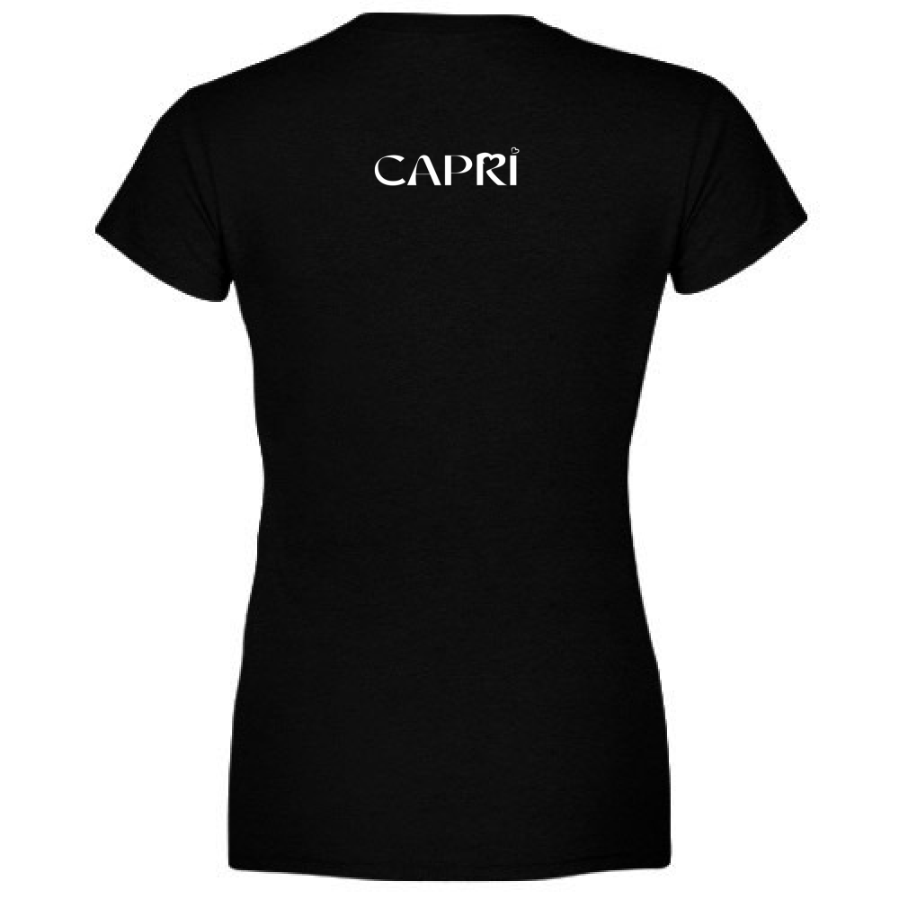 Women's T-Shirt V-Neck CAPRI MINIMAL WHITE WRITING