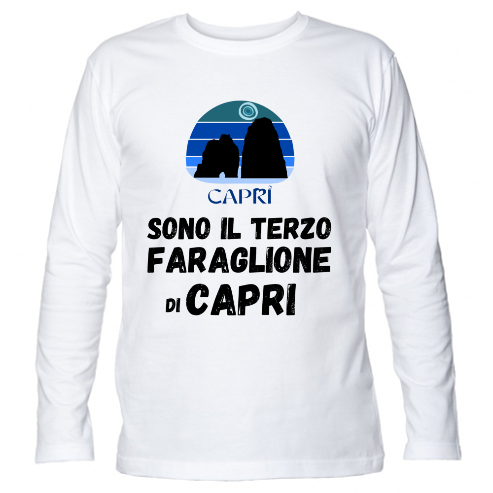 Unisex Long Sleeve T-Shirt I AM THE THIRD FARAGLIONE OF CAPRI BLACK WRITING