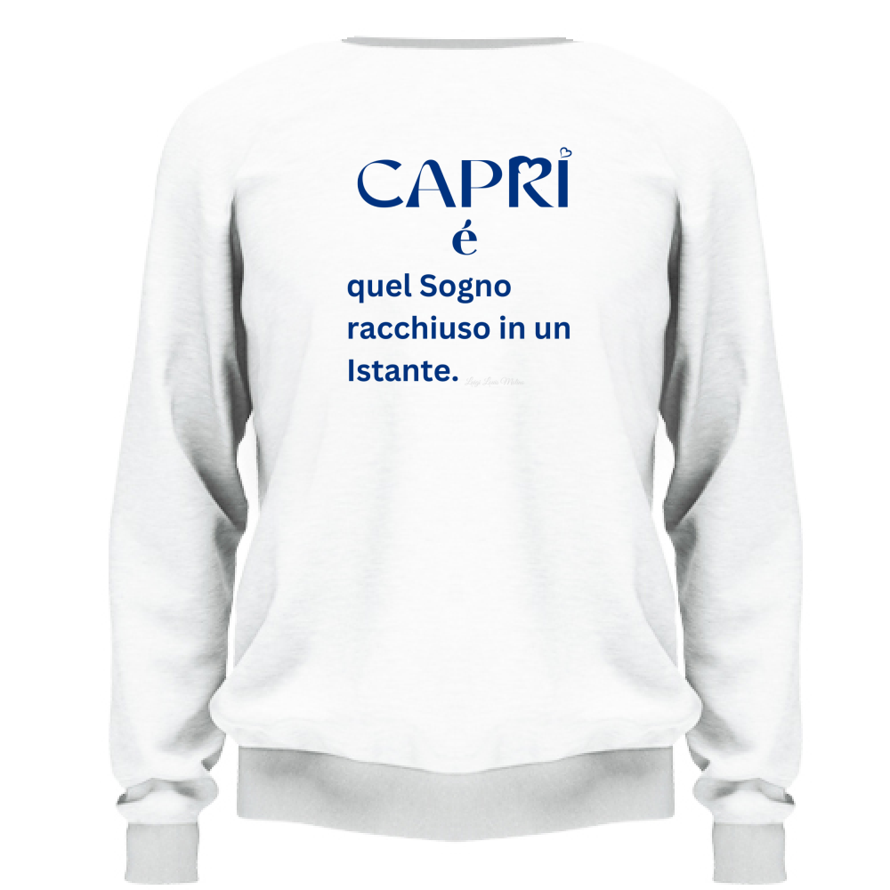 Felpa Unisex Capri Sogno racchiuso in un istante scritta Blue