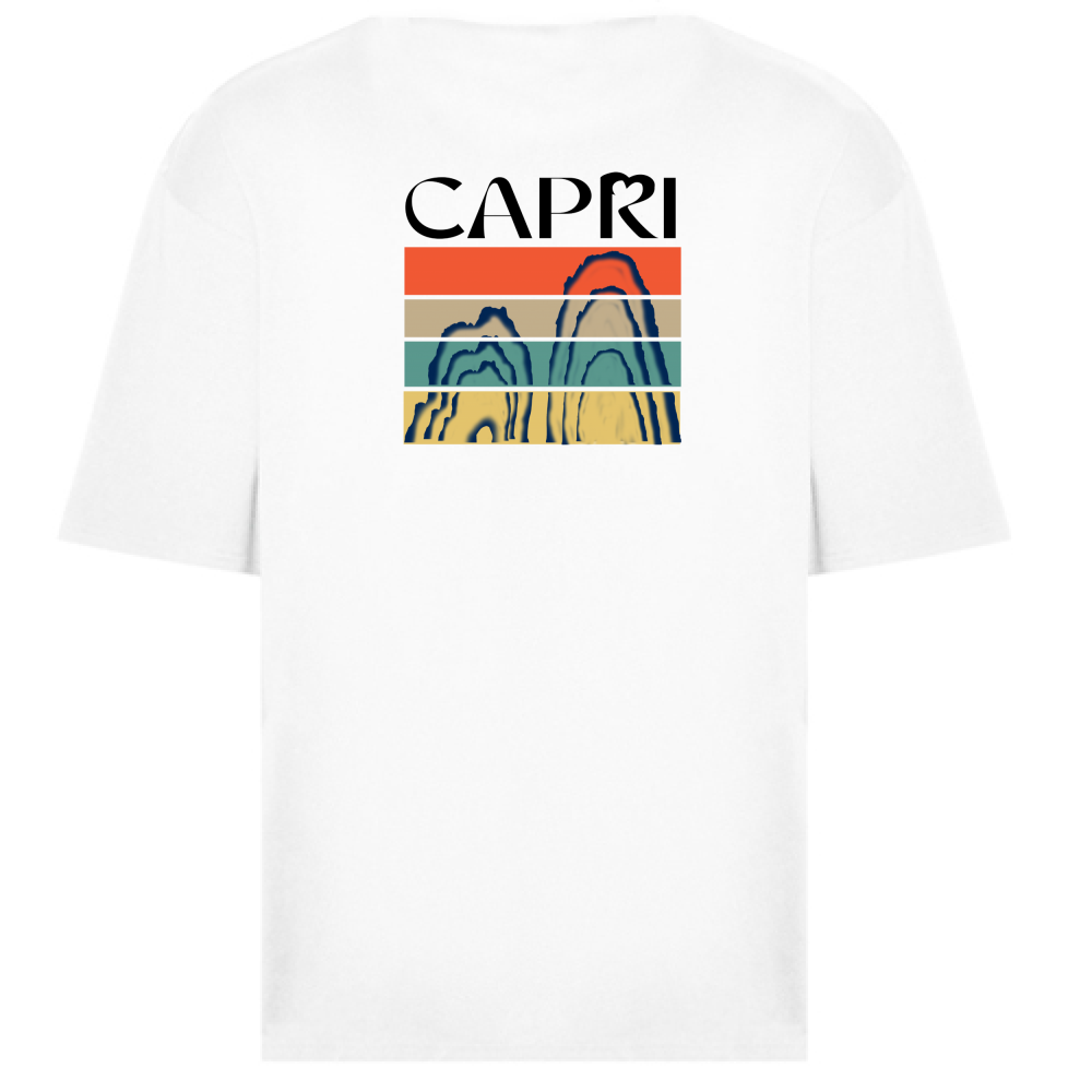 T-Shirt Oversize CAPRI PORZIONI FARAGLIONI SCRITTA NERA