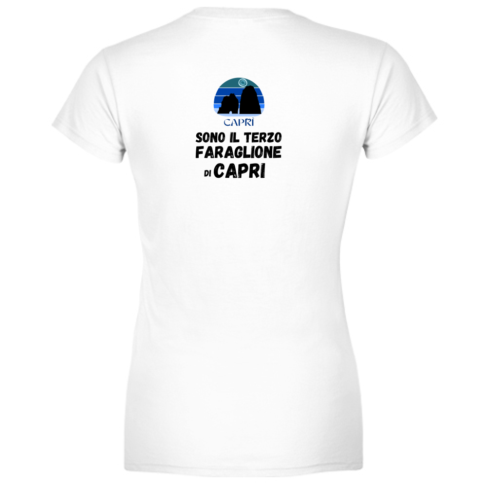 T-Shirt Woman Organic SONO IL TERZO FARAGLIONE DI CAPRI SCRITTA NERA