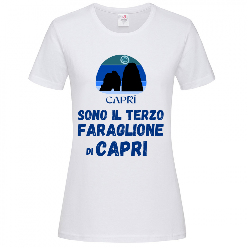 T-Shirt Women Premium SONO IL TERZO FARAGLIONE DI CAPRI SCRITTA BLU