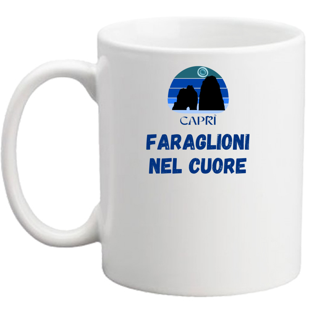 FARAGLIONI DI CAPRI IN THE HEART BLUE WRITING Mug