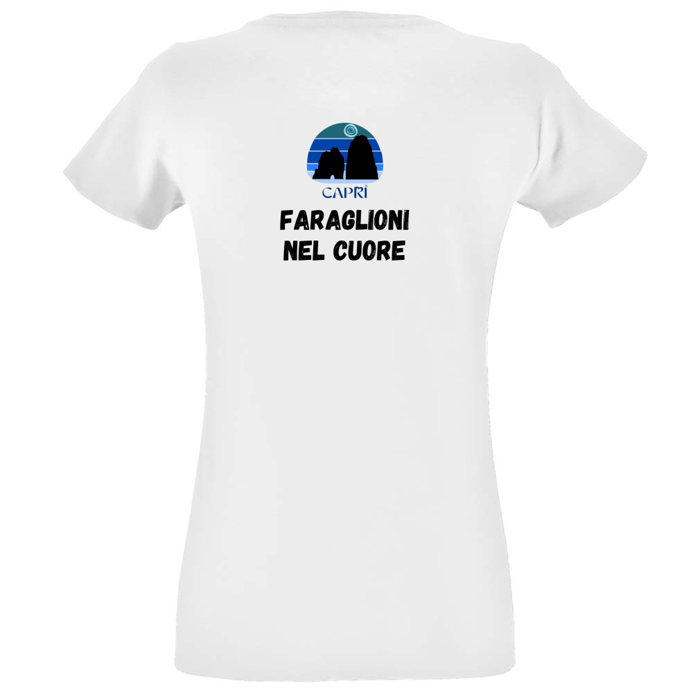 T-Shirt Women Fit FARAGLIONI DI CAPRI NEL CUORE SCRITTA NERA