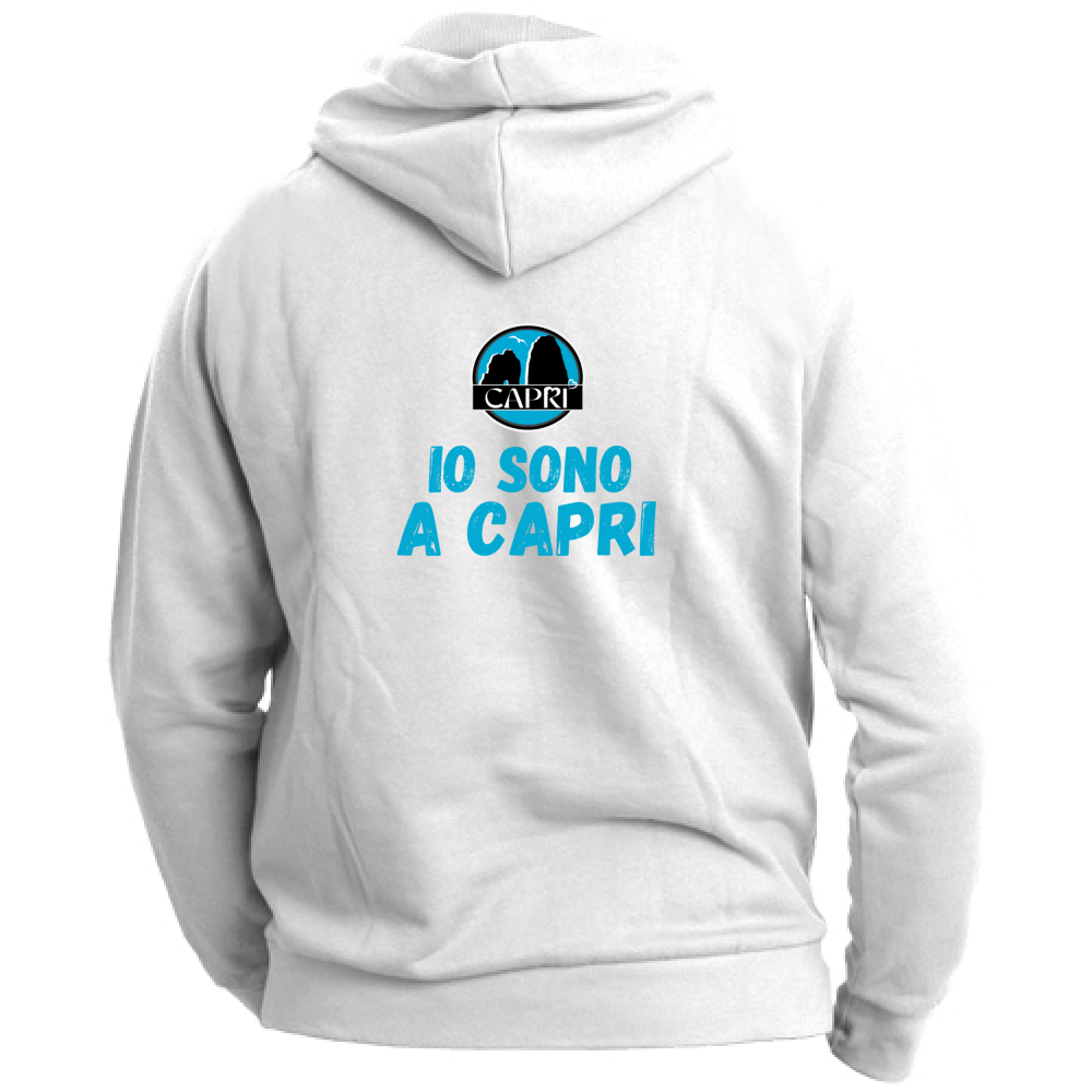 Felpa Unisex con Cappuccio IO SONO A CAPRI SCRITTA AZZURRA