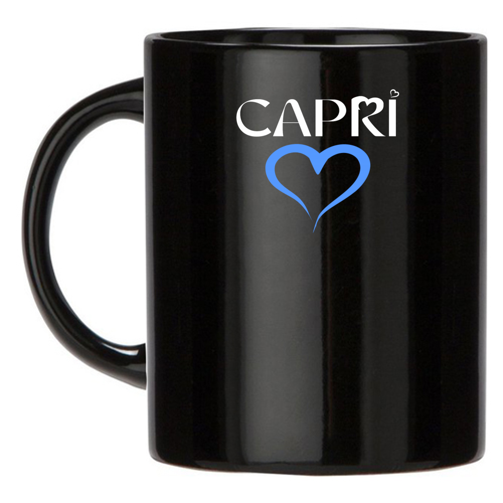 Tazza Nera CAPRI CUORE AZZURRO