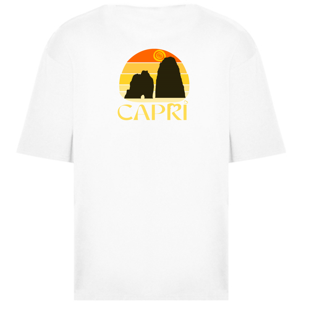 T-Shirt Oversize CAPRI TRAMONTO VINTAGE SCRITTA GIALLO