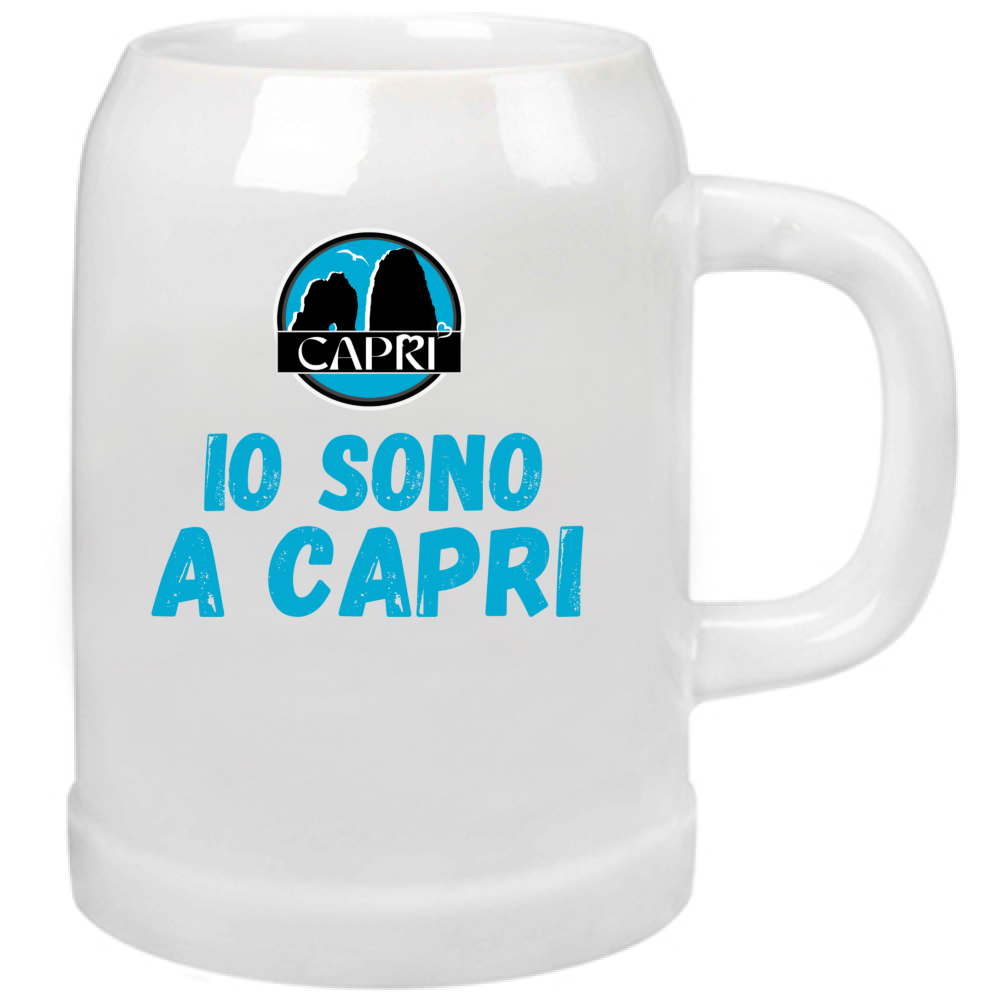 Boccale Birra IO SONO A CAPRI SCRITTA AZZURRA