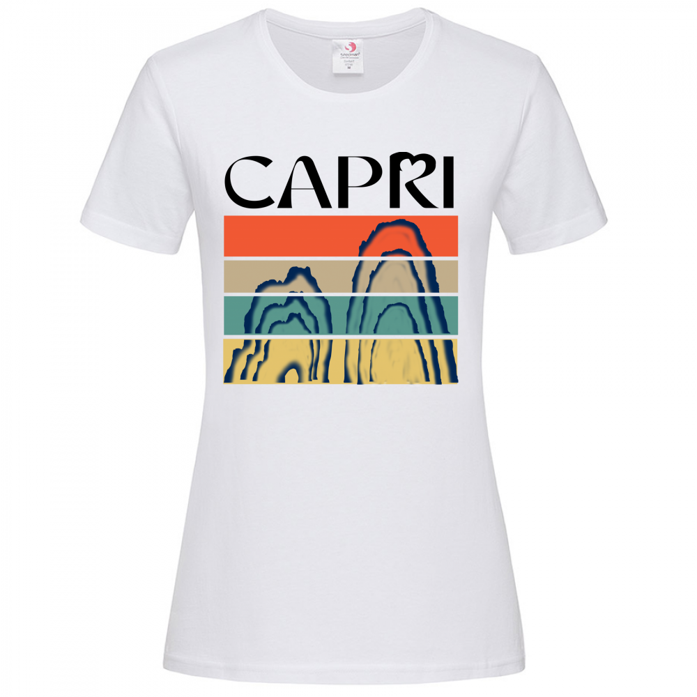 T-Shirt Women Premium CAPRI PORZIONI FARAGLIONI SCRITTA NERA