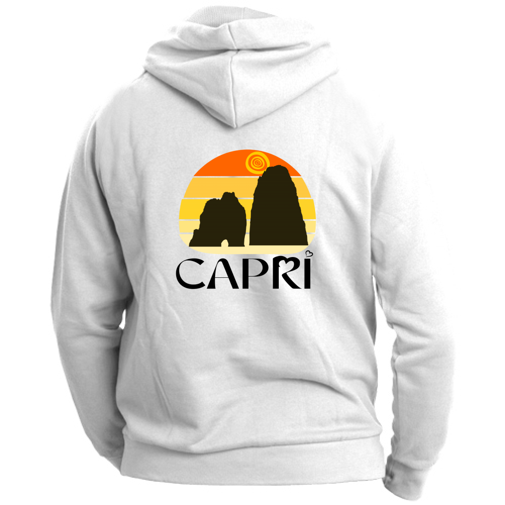 Felpa Unisex con Cappuccio CAPRI TRAMONTO VINTAGE SCRITTA NERA