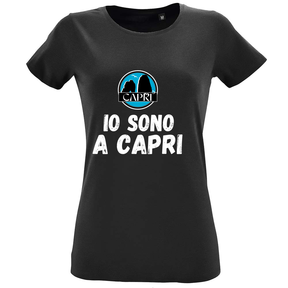 T-Shirt Women Fit IO SONO A CAPRI SCRITTA BIANCA