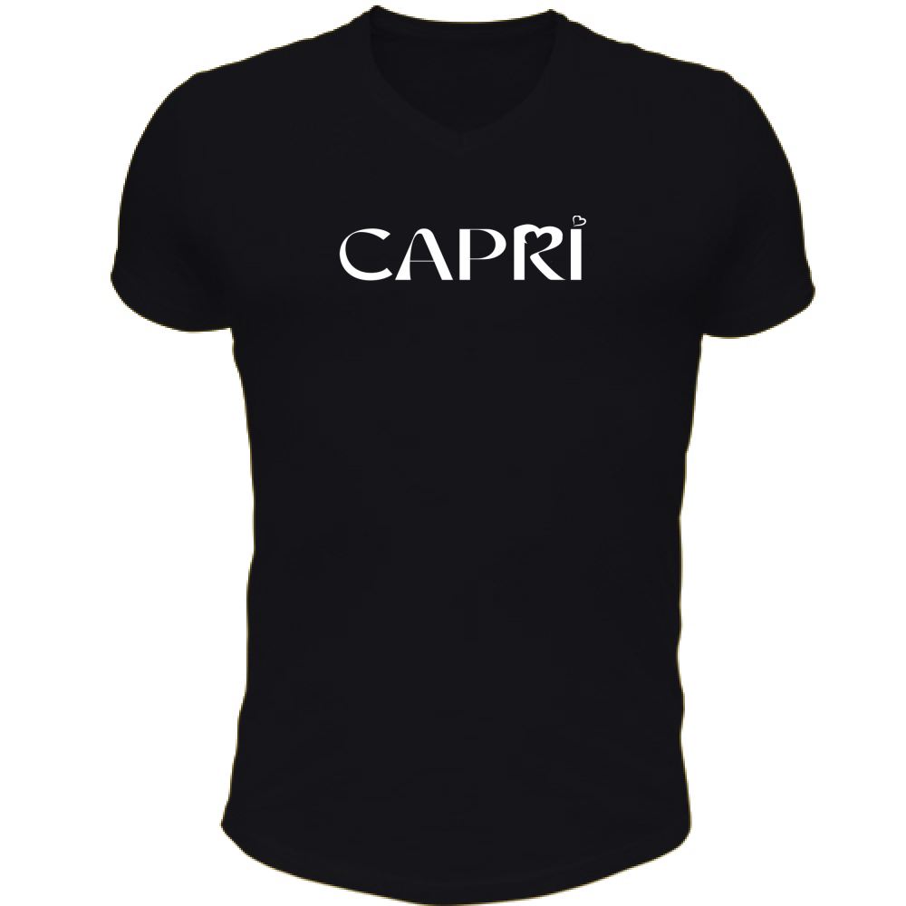 Unisex T-Shirt V-Neck CAPRI MINIMAL WHITE WRITING