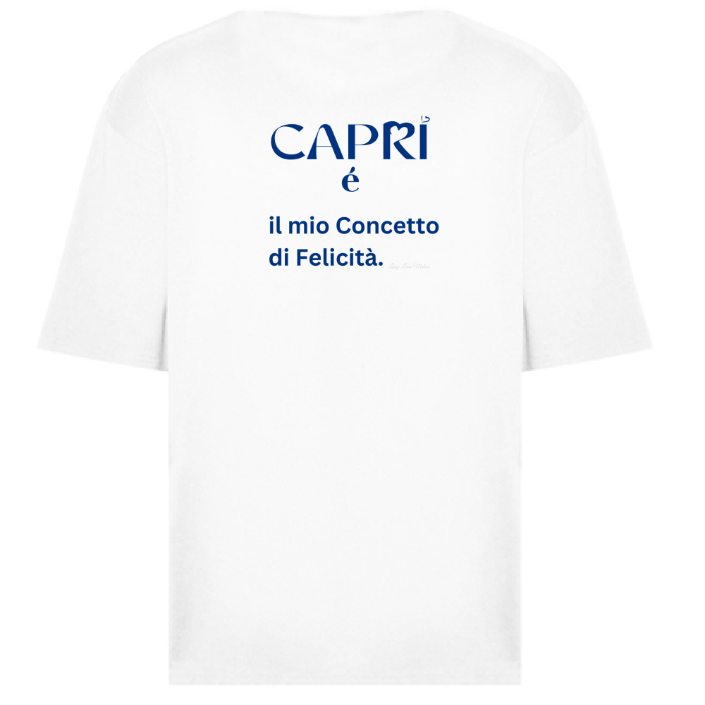 T-Shirt Oversize Capri é il mio concetto di Felicità scritta Blue