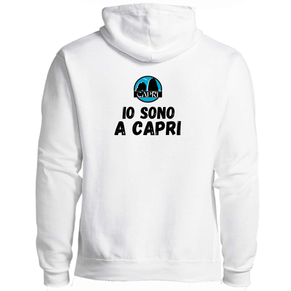 Felpa Premium Cappuccio Zip IO SONO A CAPRI SCRITTA NERA