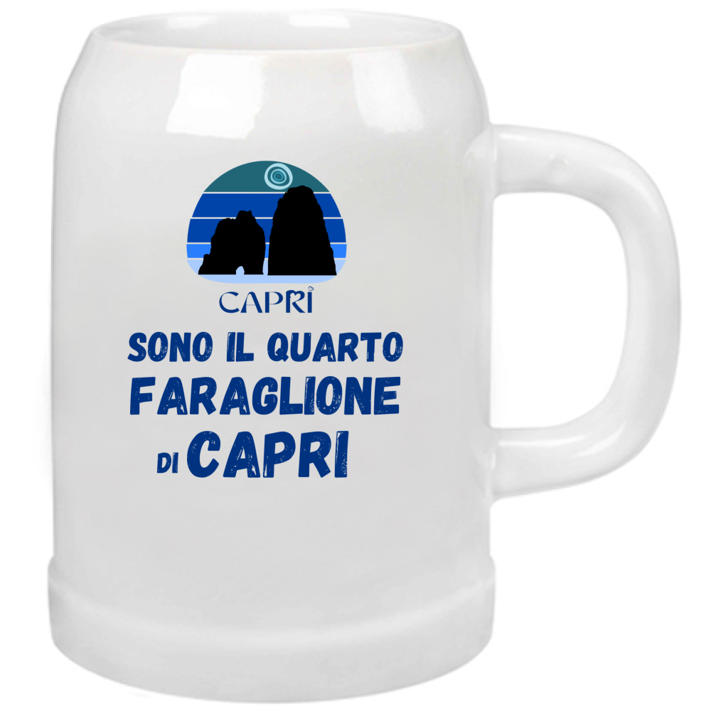 Beer Mug I AM THE FOURTH FARAGLIONE OF CAPRI BLUE WRITING