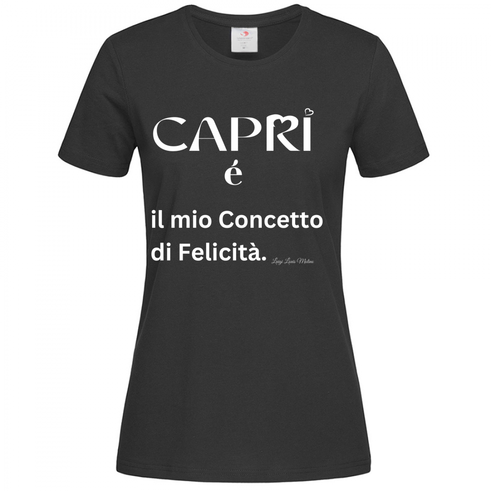 T-Shirt Women Premium Capri é il mio concetto di Felicità scritta Bian