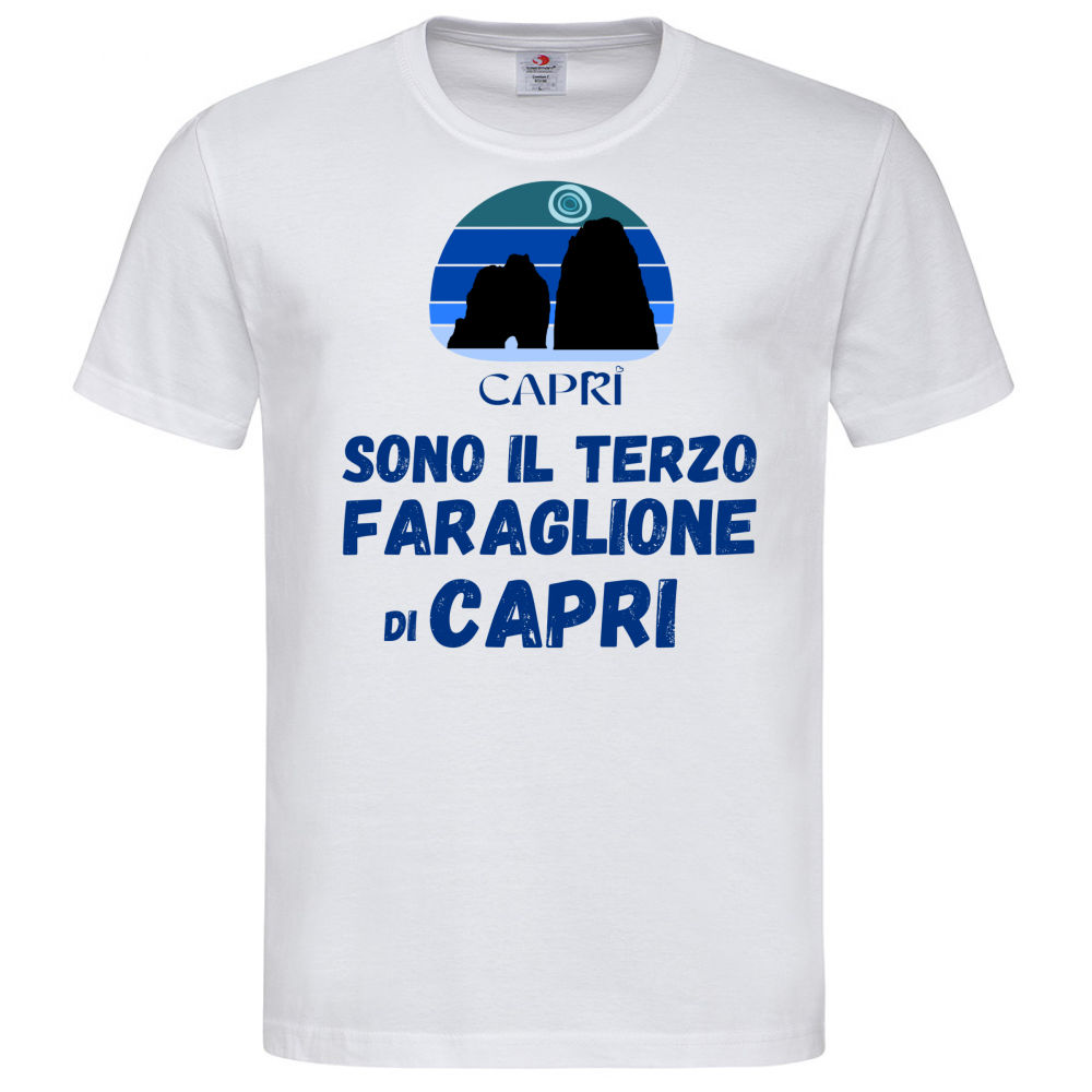 T-Shirt Men Premium SONO IL TERZO FARAGLIONE DI CAPRI SCRITTA BLU