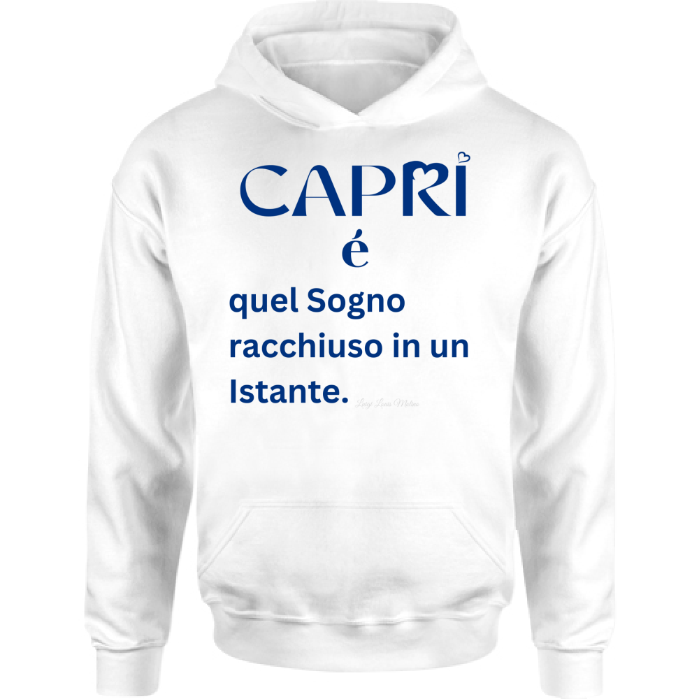 Felpa Bambino con Cappuccio Capri Sogno racchiuso in un istante scritta Blue