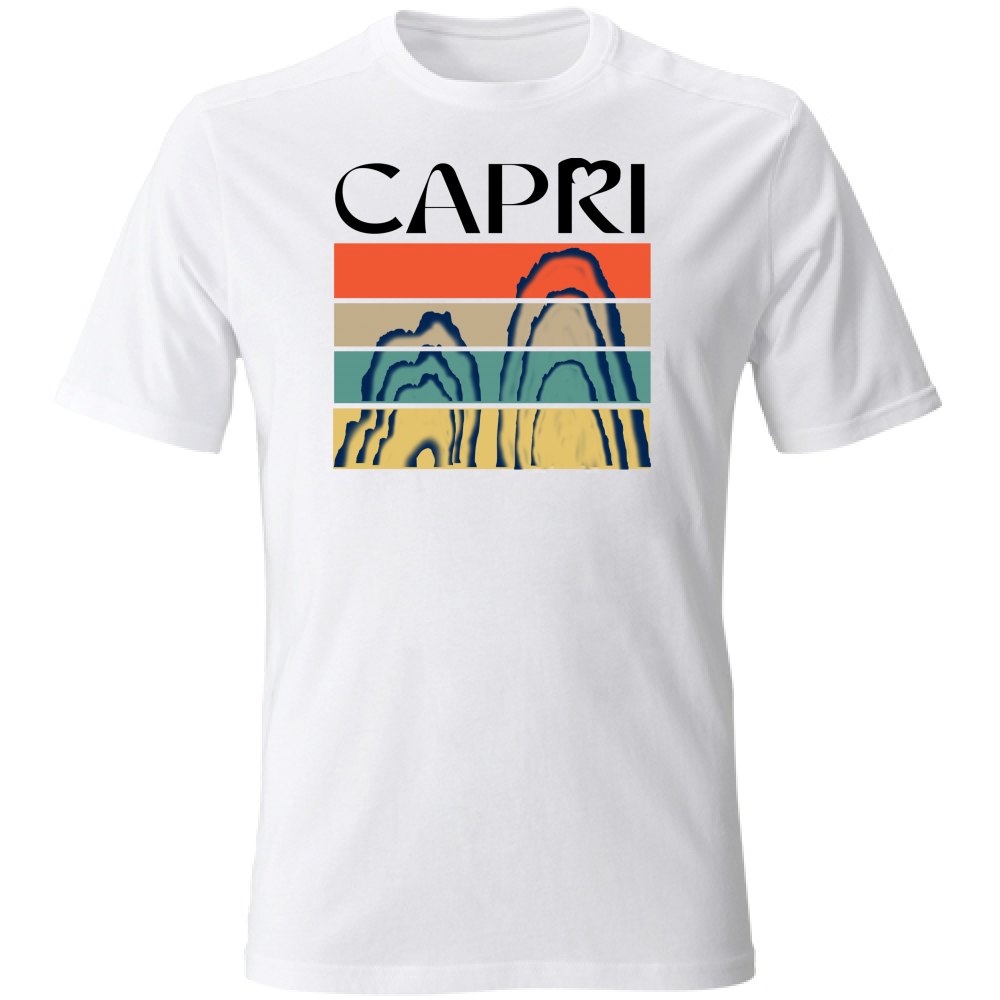 T-Shirt Unisex Large CAPRI PORZIONI FARAGLIONI SCRITTA NERA