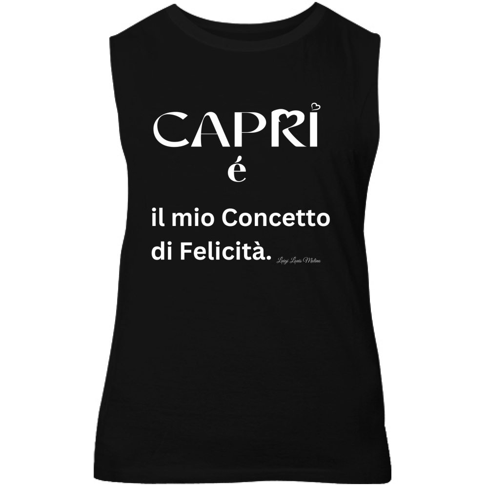 Canotta Unisex Capri é il mio concetto di Felicità scritta Bian