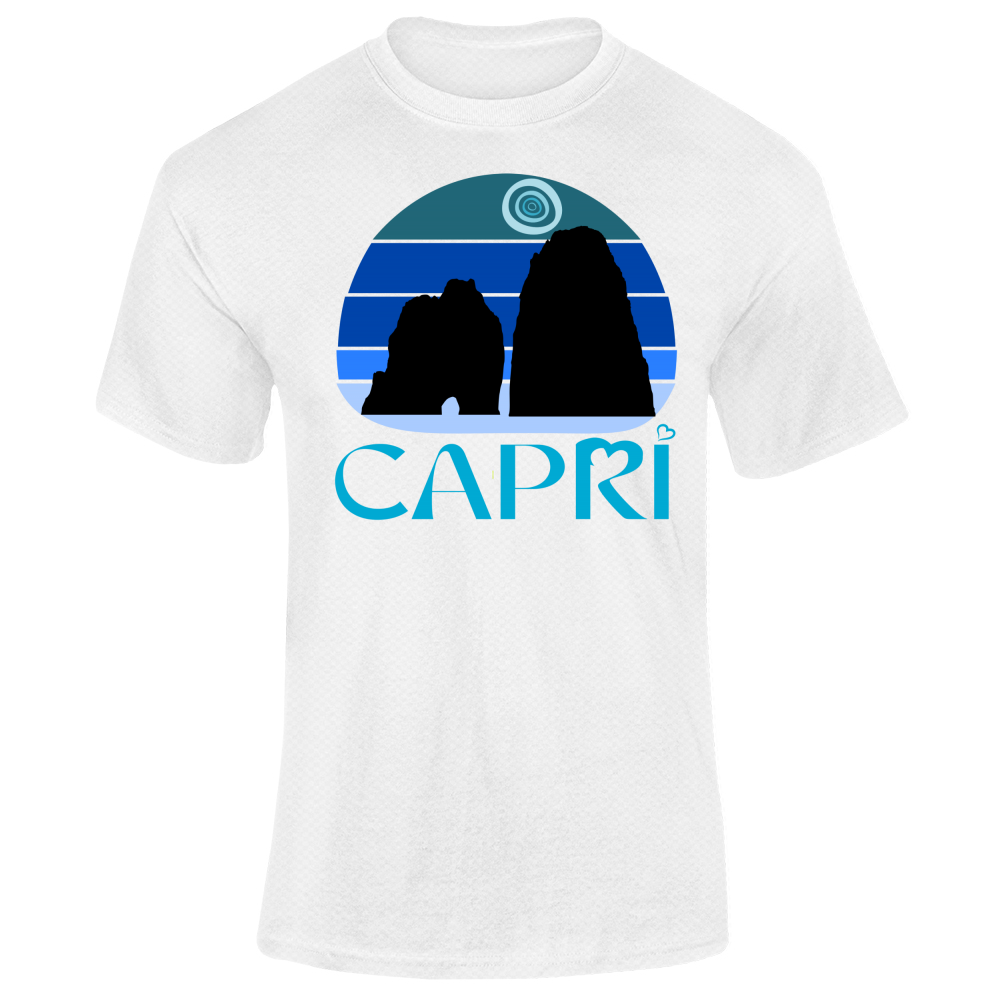 T-Shirt Unisex Dry Sport CAPRI VINTAGE TRAMONTO AZZURRATO