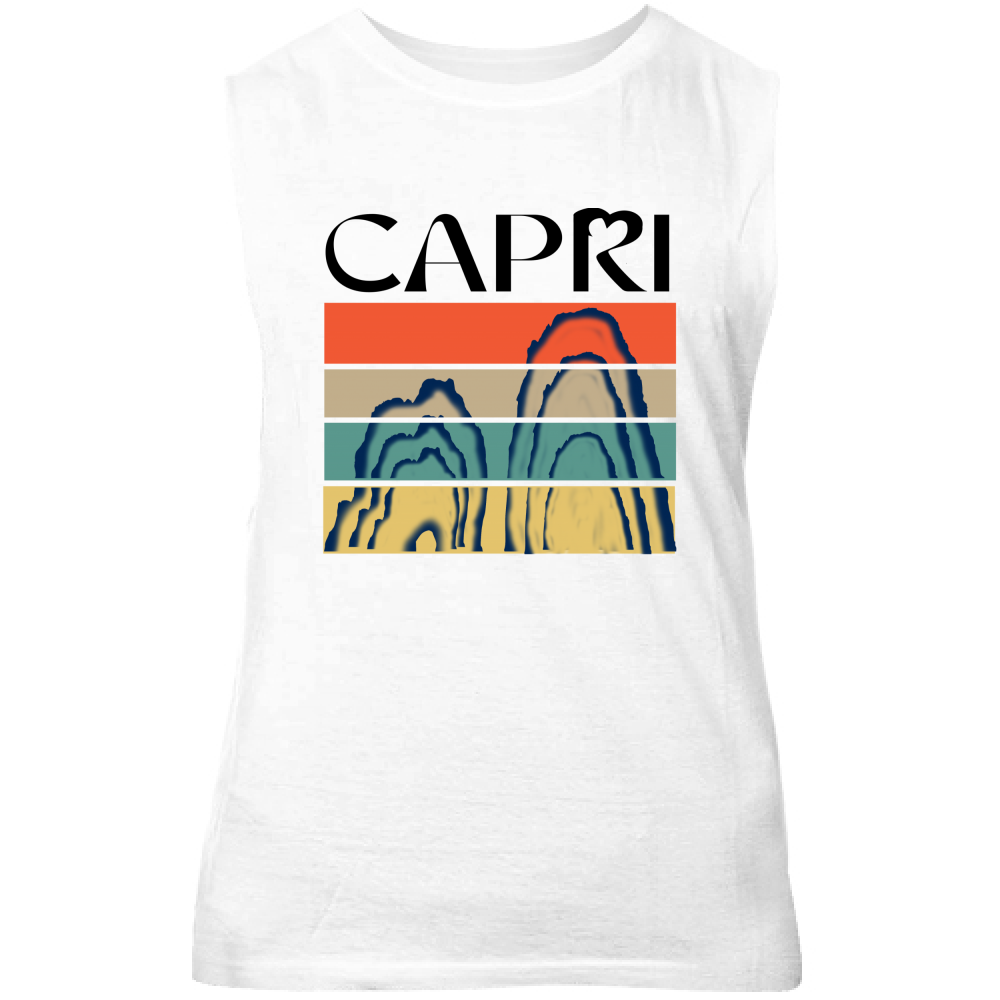 Canotta Unisex CAPRI PORZIONI FARAGLIONI SCRITTA NERA