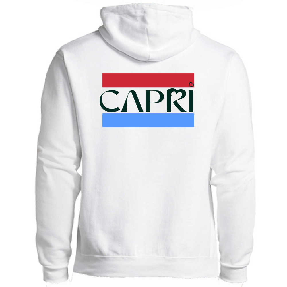 Felpa Premium Cappuccio Zip CAPRI FASCIA ROSSO BLUE SCRITTA NERA