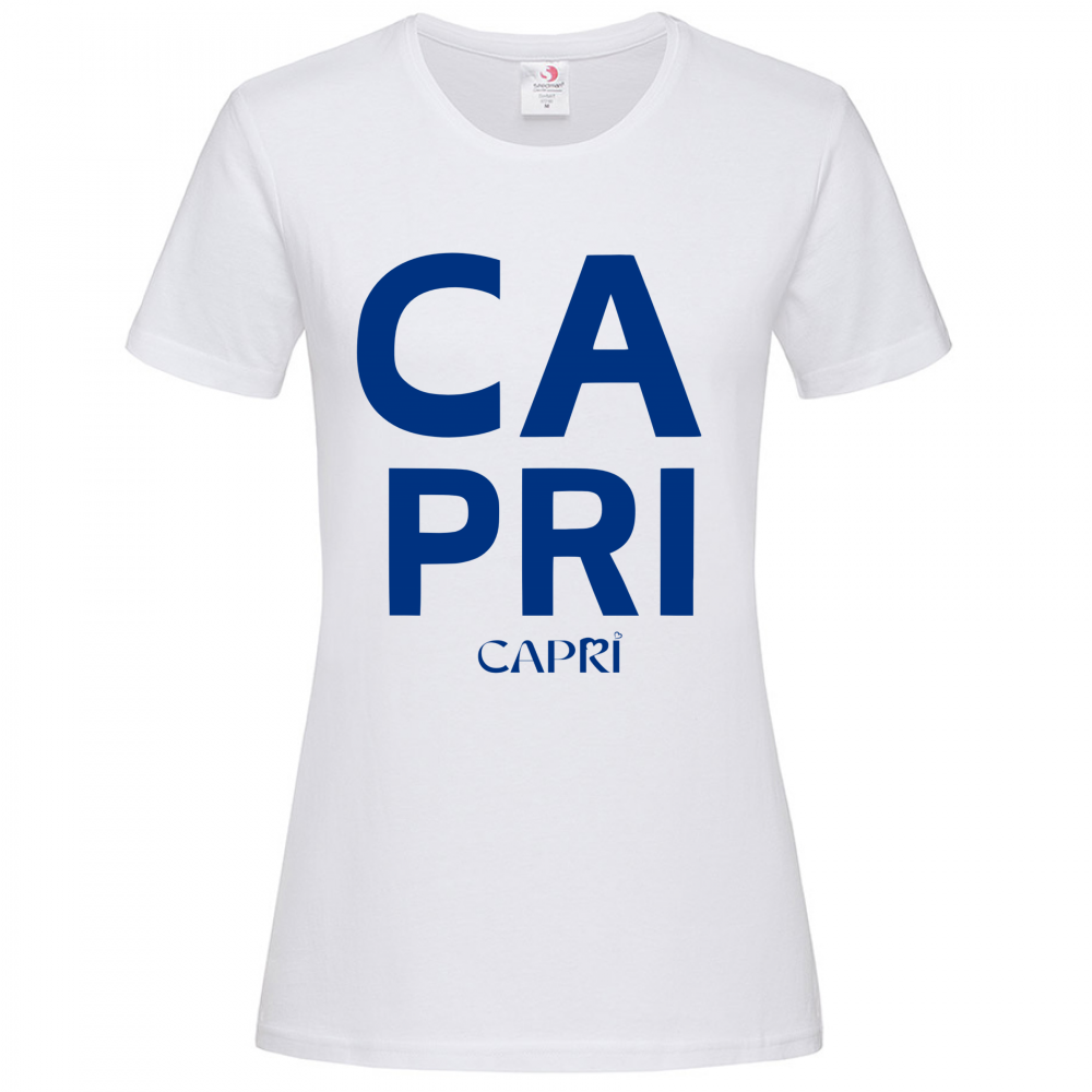 T-Shirt Women Premium CAPRI DESIGN SCRITTA BLUE