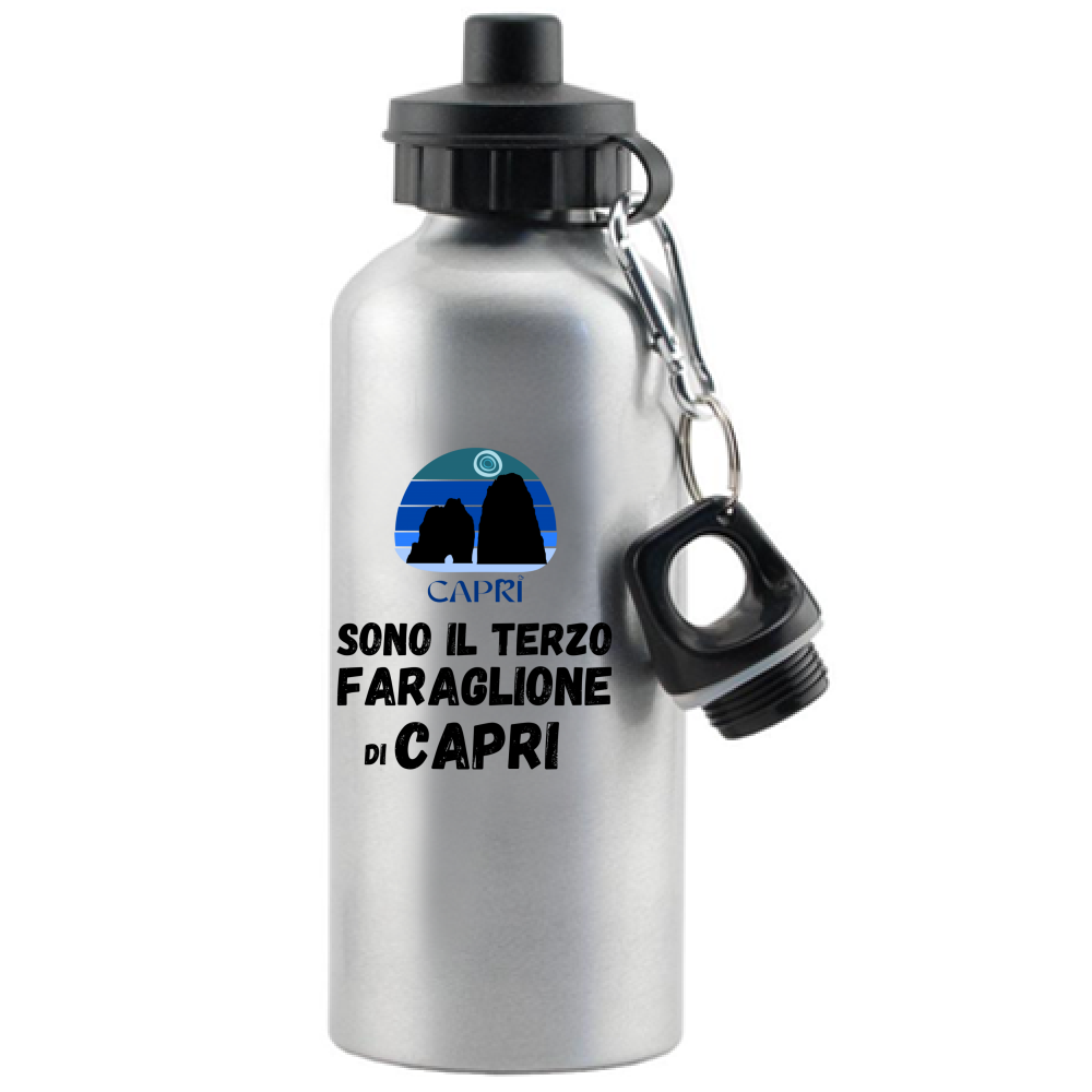 Water Bottle I AM THE THIRD FARAGLIONE OF CAPRI BLACK WRITING