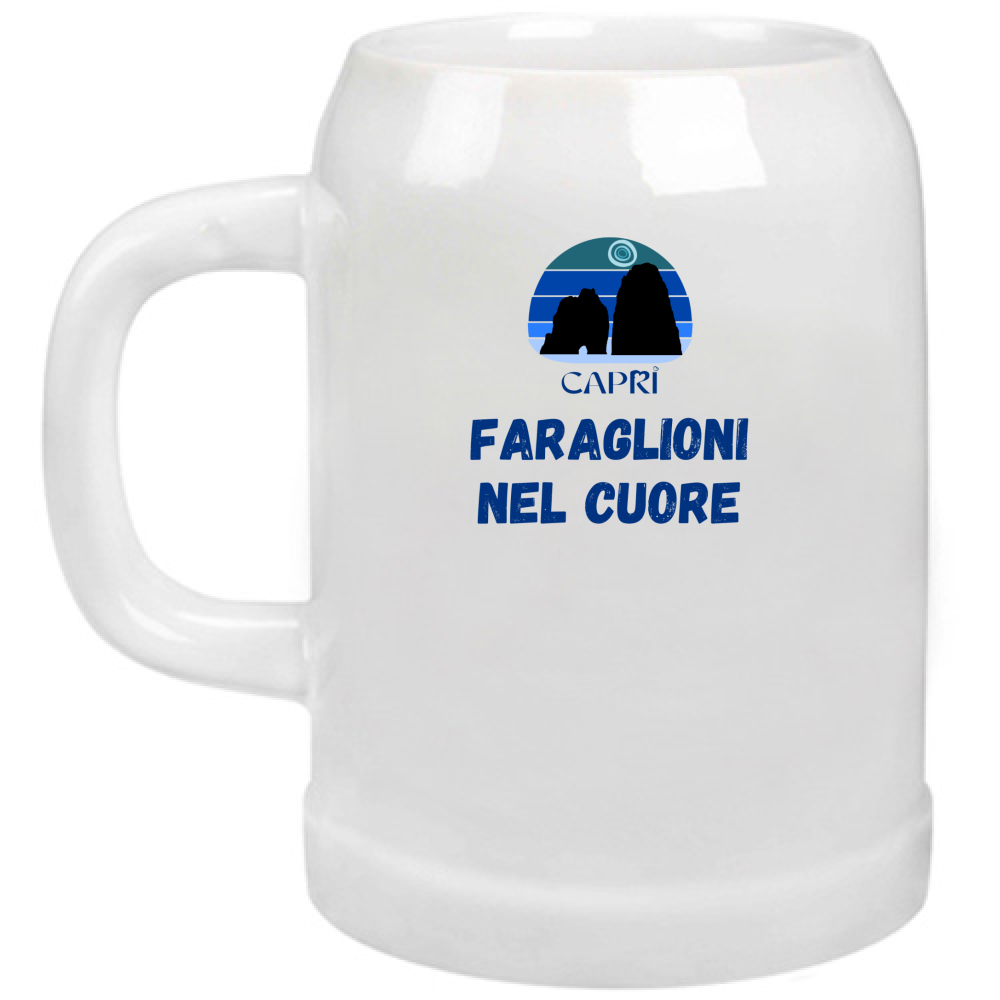 Beer Mug FARAGLIONI DI CAPRI IN THE HEART WRITTEN BLUE