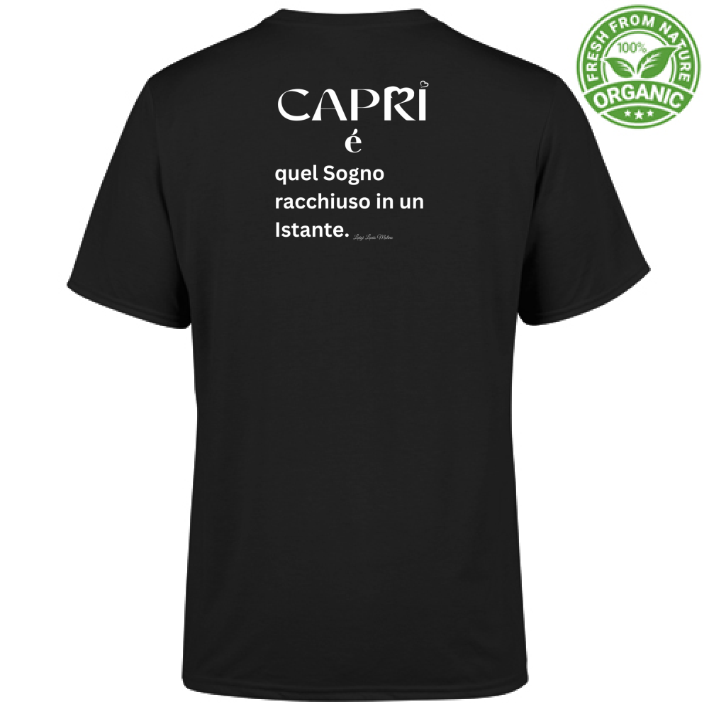 T-Shirt Unisex Organic Capri Sogno racchiuso in un istante scritta bianca