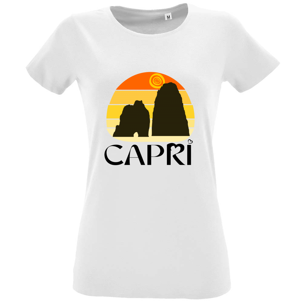 T-Shirt Women Fit CAPRI TRAMONTO VINTAGE SCRITTA NERA