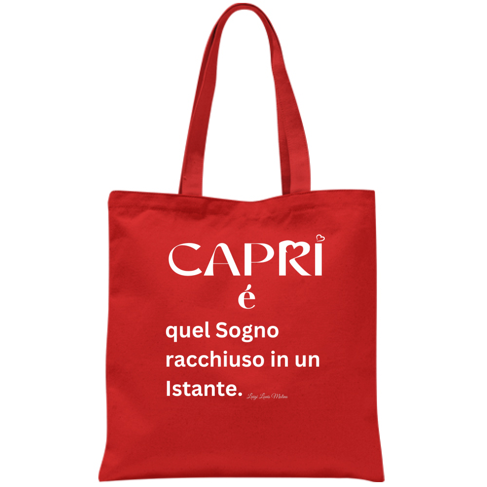 Capri Bag Dream enclosed in an instant white writing