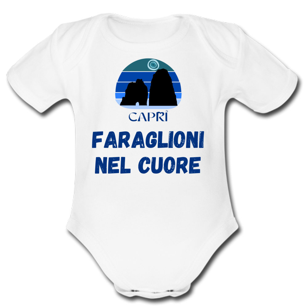Body Bambino FARAGLIONI DI CAPRI NEL CUORE SCRITTA BLUE
