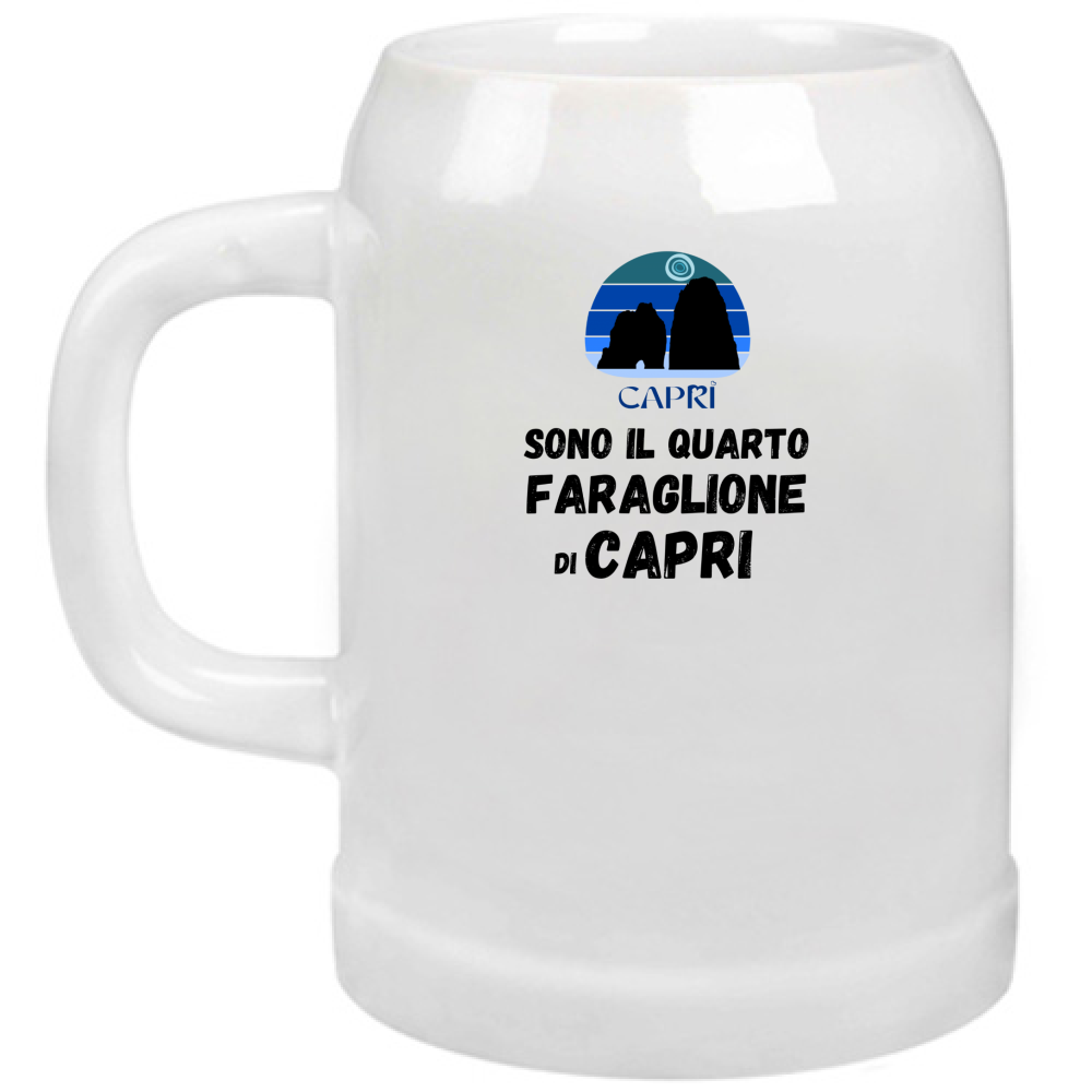 Beer Mug I AM THE FOURTH FARAGLIONE OF CAPRI BLACK WRITING