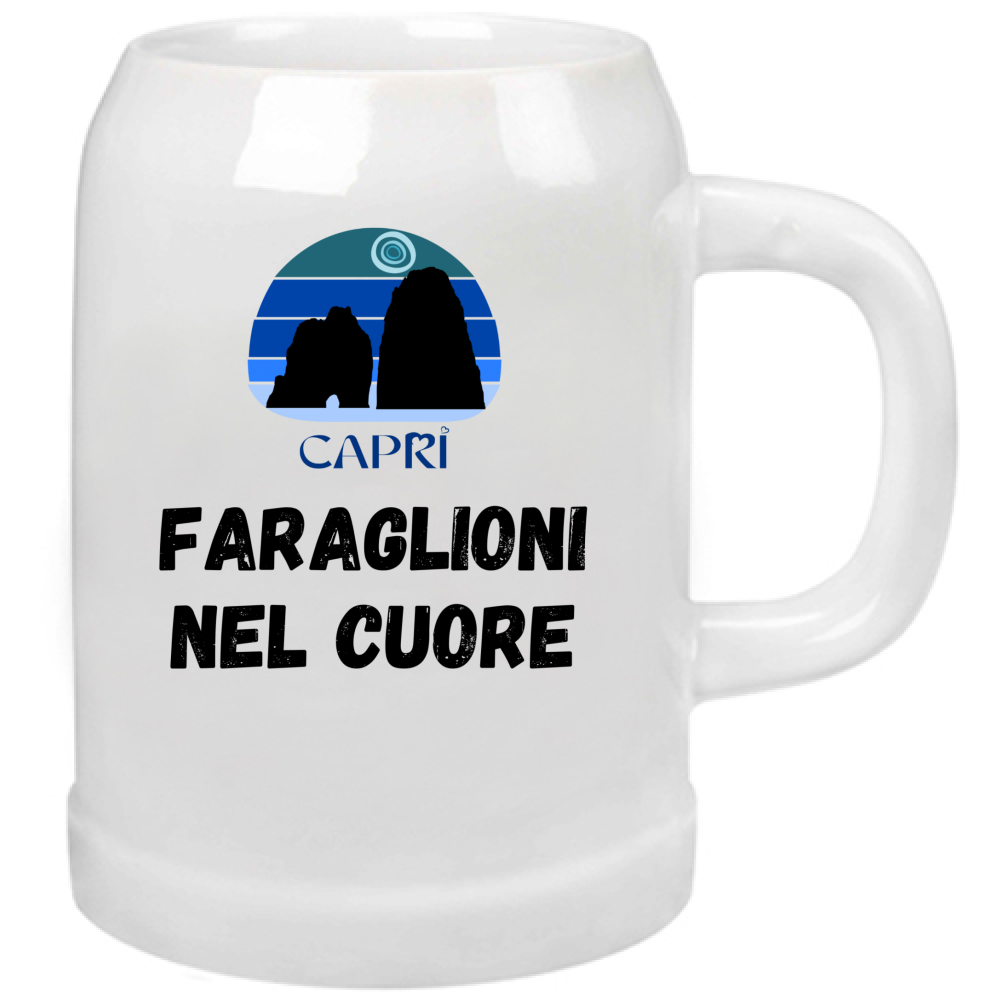 Boccale Birra FARAGLIONI DI CAPRI NEL CUORE SCRITTA NERA