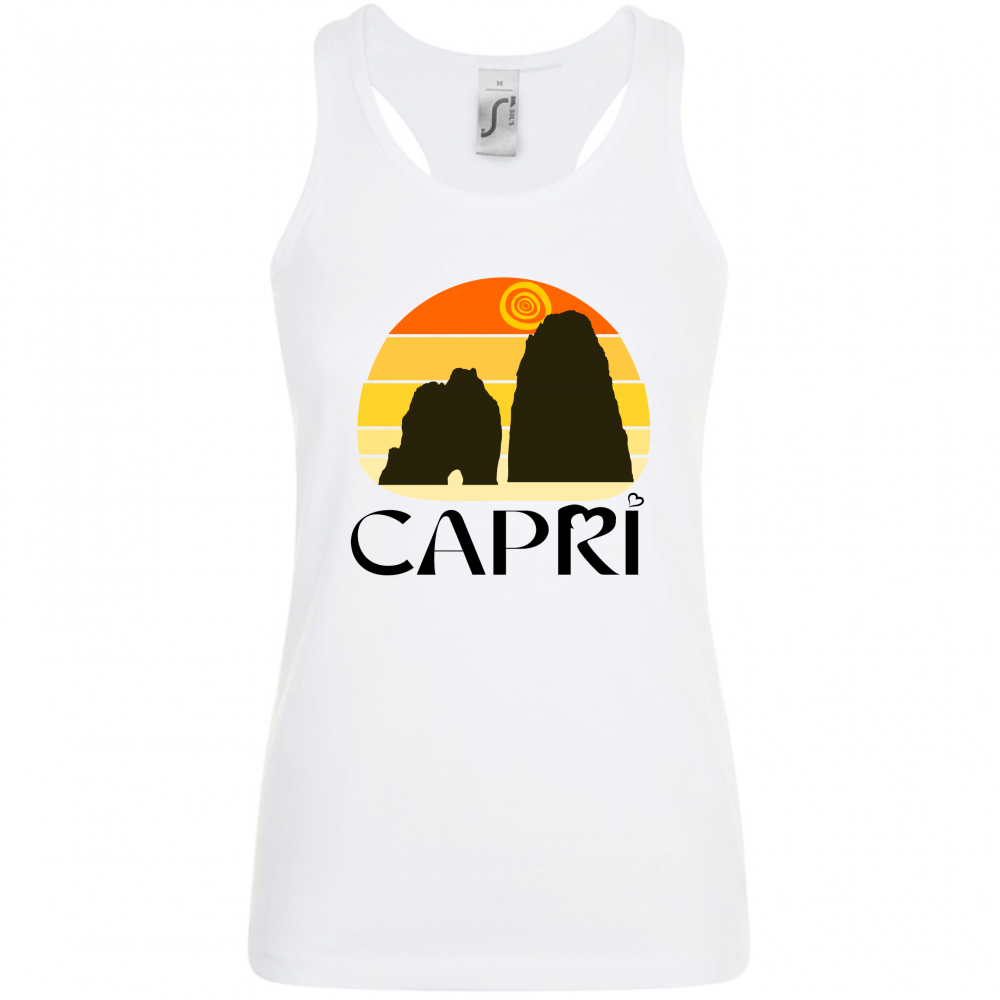 Canotta Donna CAPRI TRAMONTO VINTAGE SCRITTA NERA