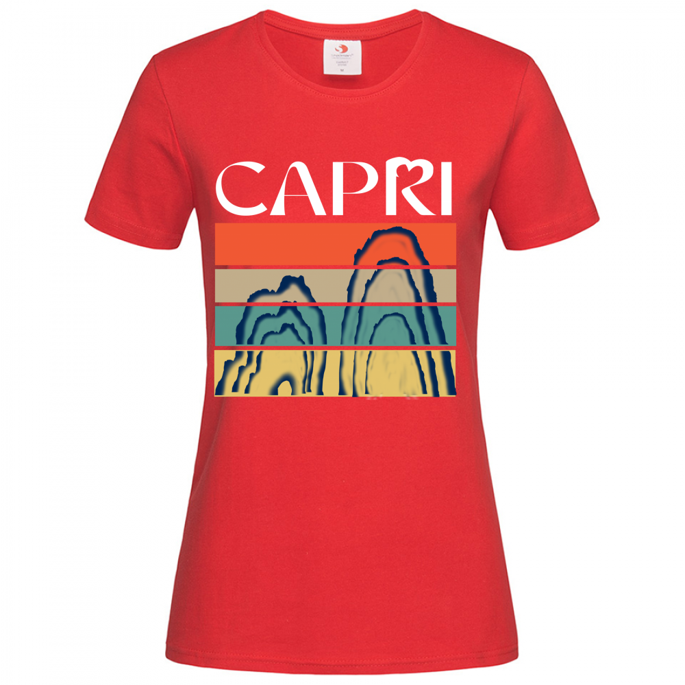 T-Shirt Women Premium CAPRI PORZIONI FARAGLIONI SCRITTA BIANCA