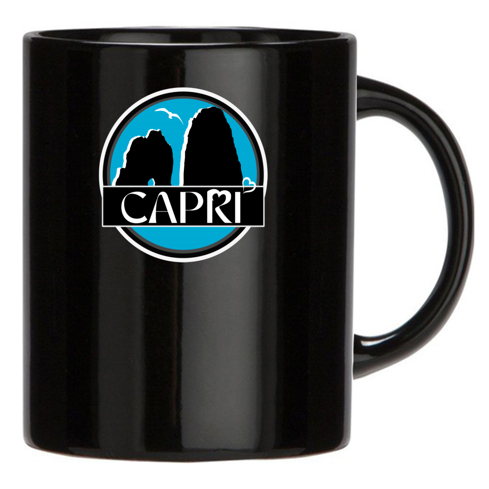 Black Mug CAPRI MAGIC CIRCLE WITH FARAGLIONI