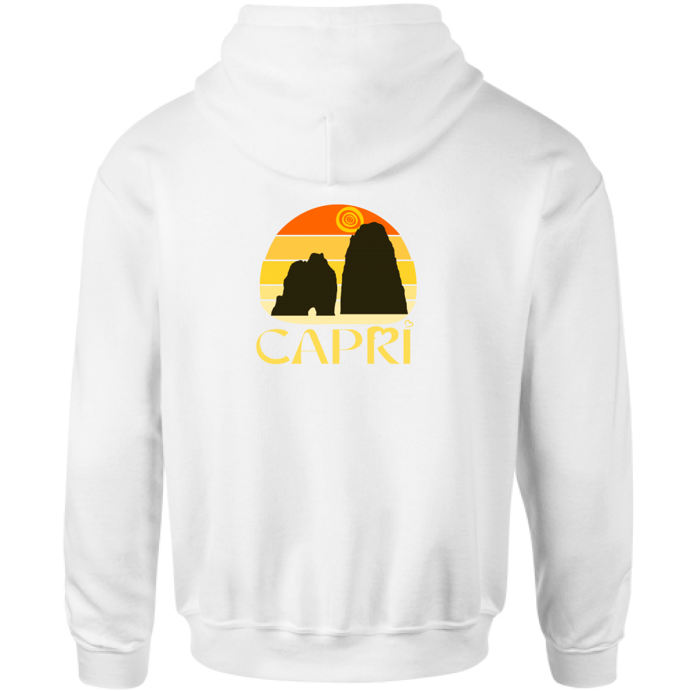 Felpa Bambino con Cappuccio CAPRI TRAMONTO VINTAGE SCRITTA GIALLO