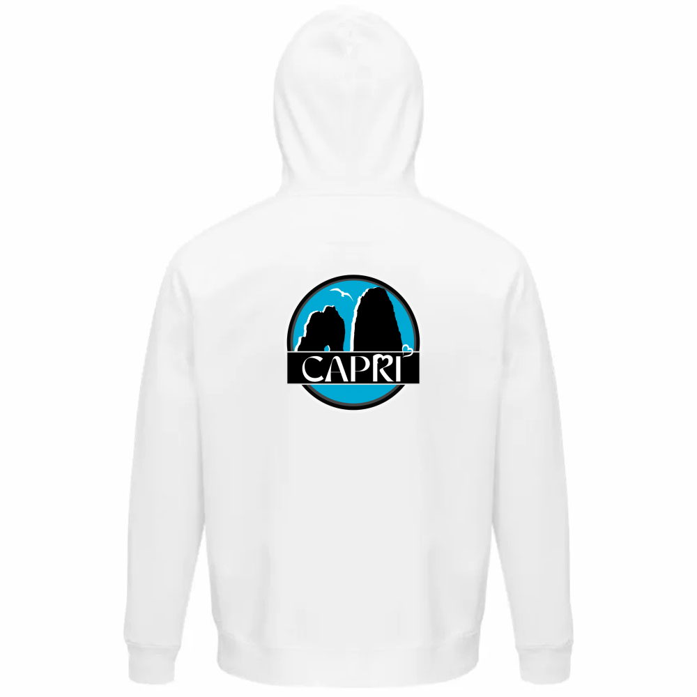 Felpa Organica Unisex Cappuccio CAPRI CERCHIO MAGICO CON  FARAGLIONI